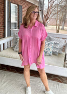 Umgee | Button Front | Tiered Dress | Pink - Umgee Dress -Jimberly's Boutique-Olive Branch-Mississippi