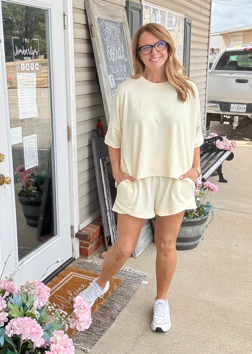Umgee Jacquard Knit Shorts Set - Butter - short set - Jimberly's Boutique - Olive Branch - Mississippi