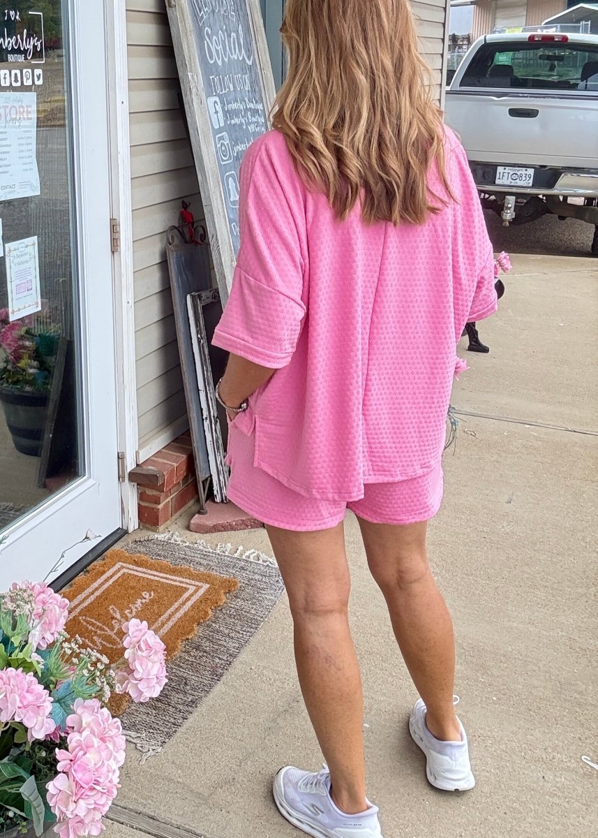 Umgee Jacquard Knit Shorts Set - Pink - short set - Jimberly's Boutique - Olive Branch - Mississippi
