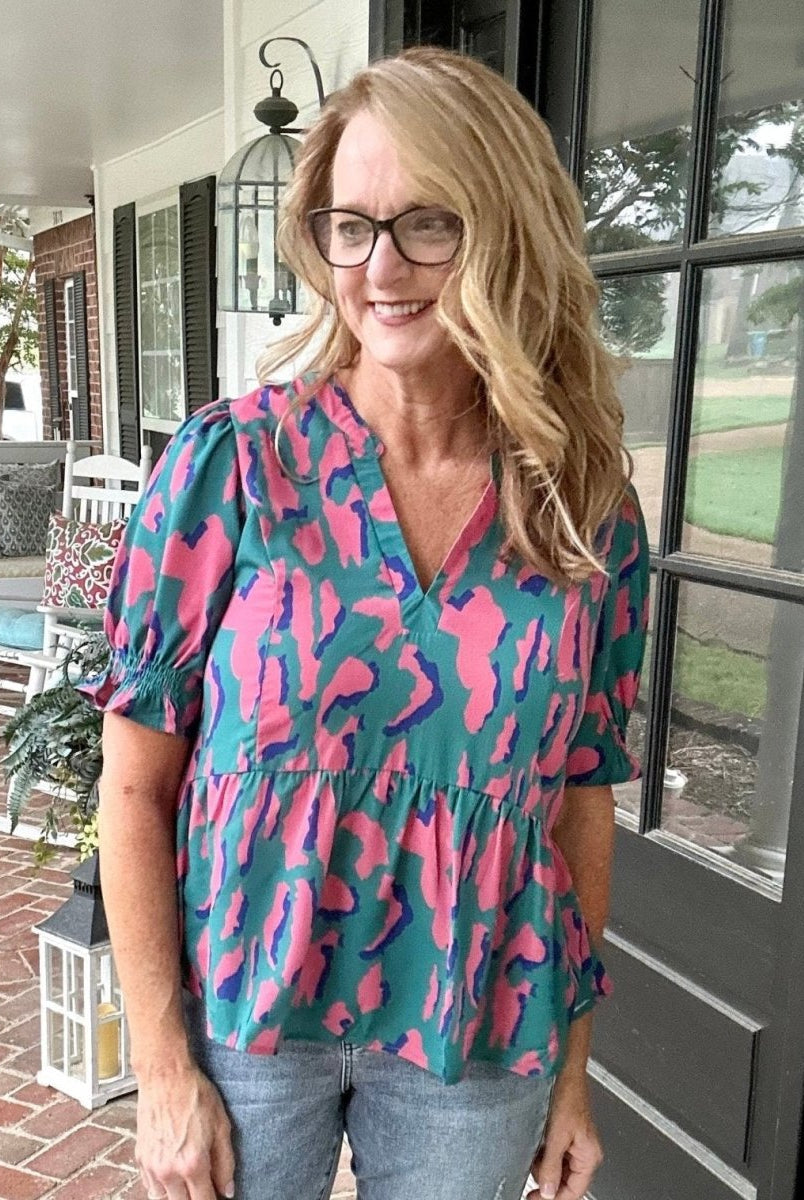 Umgee Multi-color Animal Print Top - Casual Top -Jimberly's Boutique-Olive Branch-Mississippi