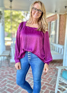 Umgee Satin Square Neck Top - Plum - Shirts & Tops - Jimberly's Boutique - Olive Branch - Mississippi
