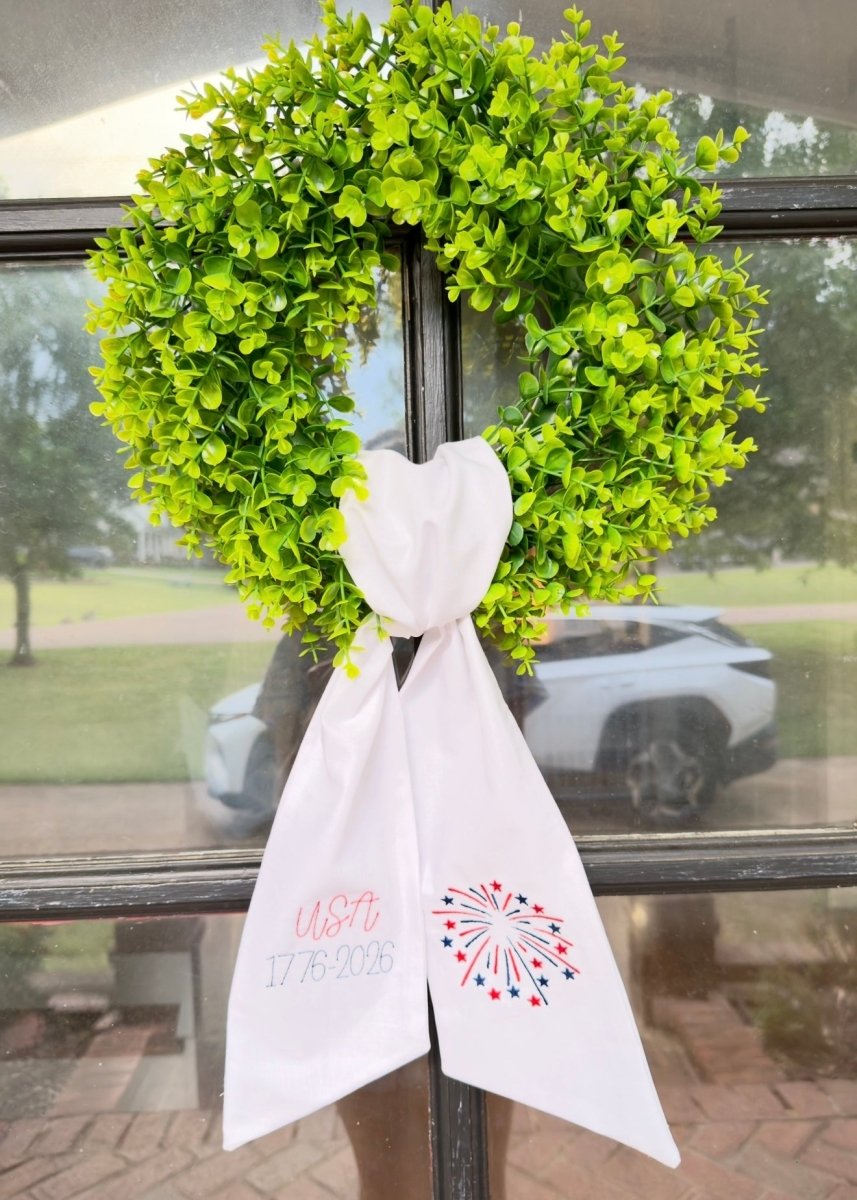 USA/Fireworks Handmade Wreath Sash - Embroidered - Wreath Sash - Jimberly's Boutique - Olive Branch - Mississippi