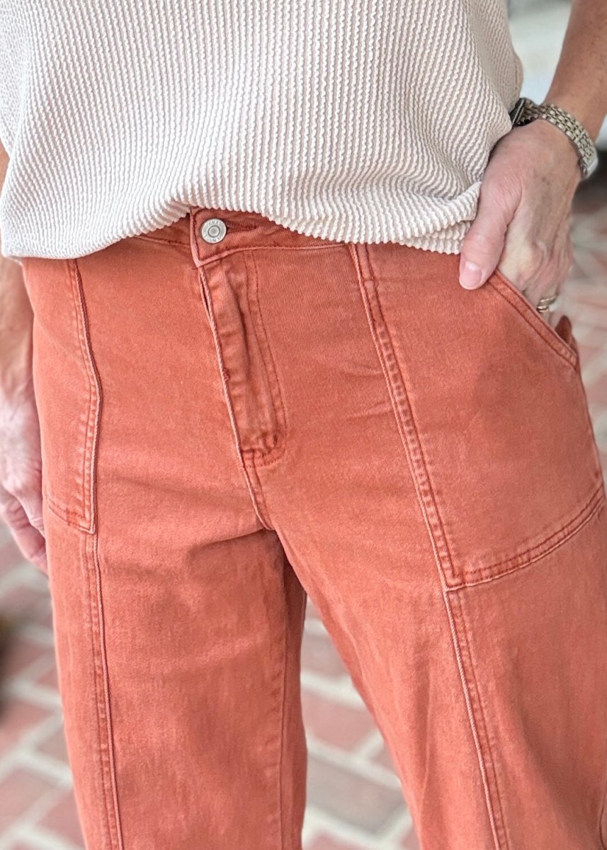 Utility Pocket Denim Pants - Rust | Umgee - Jimberly's Boutique-Olive Branch-Mississippi