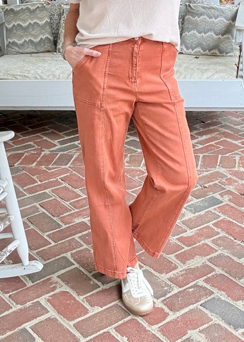 Utility Pocket Denim Pants - Rust | Umgee - Jimberly's Boutique-Olive Branch-Mississippi