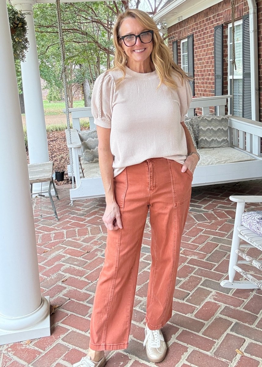 Utility Pocket Denim Pants - Rust | Umgee - Jimberly's Boutique-Olive Branch-Mississippi