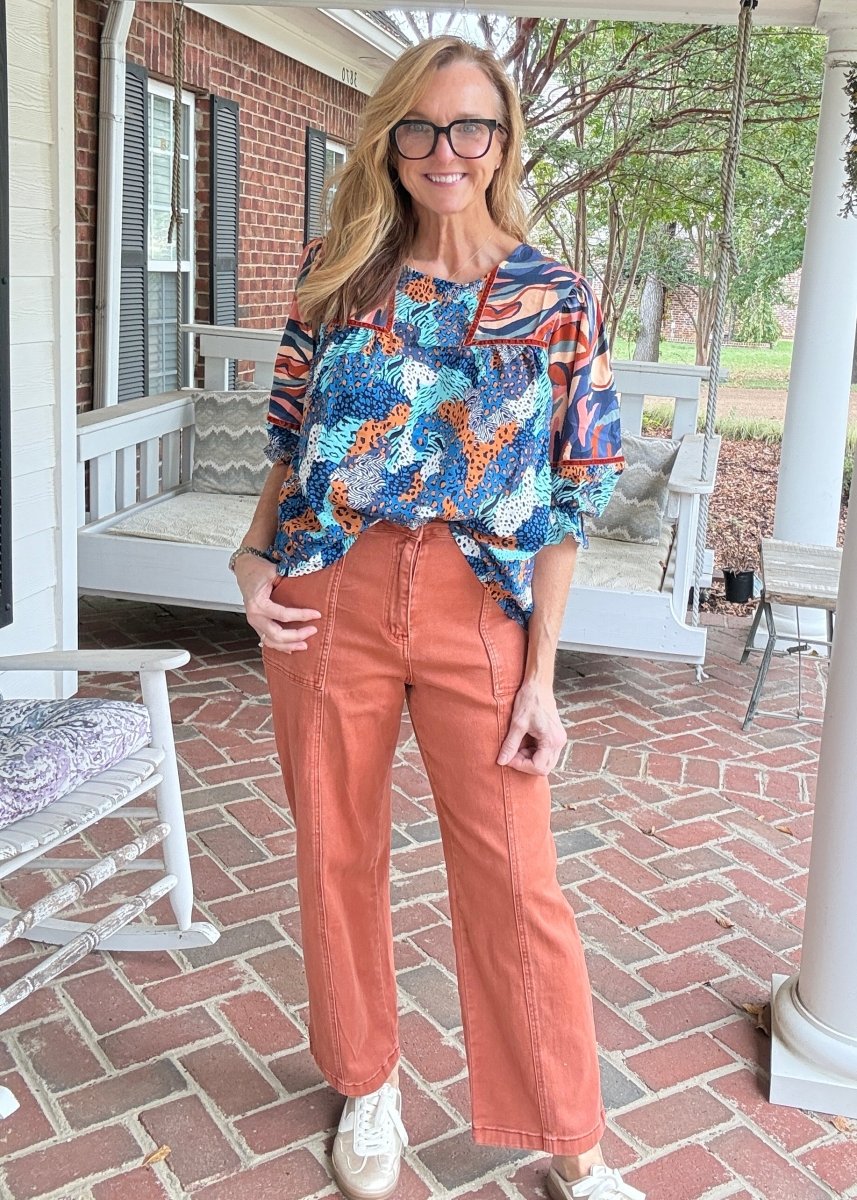 Utility Pocket Denim Pants - Rust | Umgee - Jimberly's Boutique-Olive Branch-Mississippi