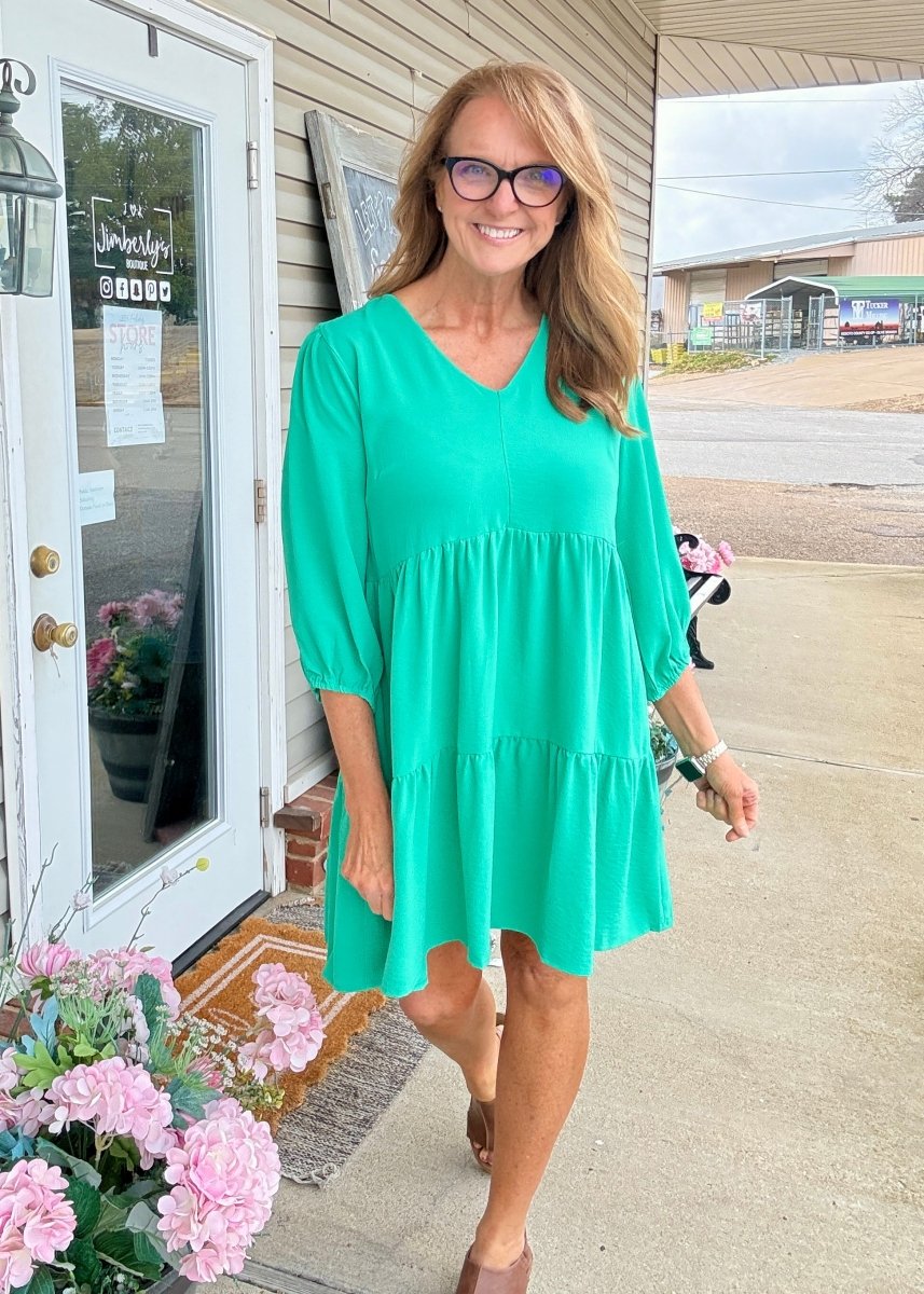 V Neck Tiered Dress - Mint - Umgee Dress - Jimberly's Boutique - Olive Branch - Mississippi