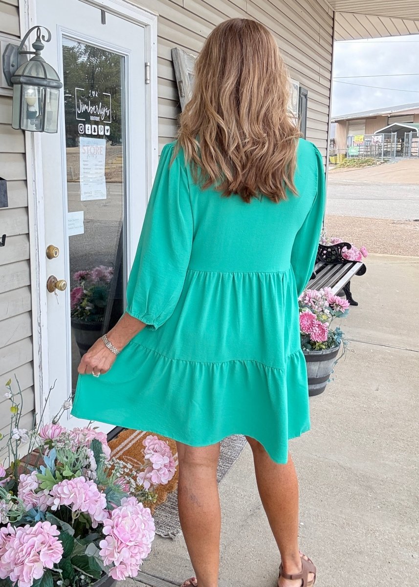 V Neck Tiered Dress - Mint - Umgee Dress - Jimberly's Boutique - Olive Branch - Mississippi