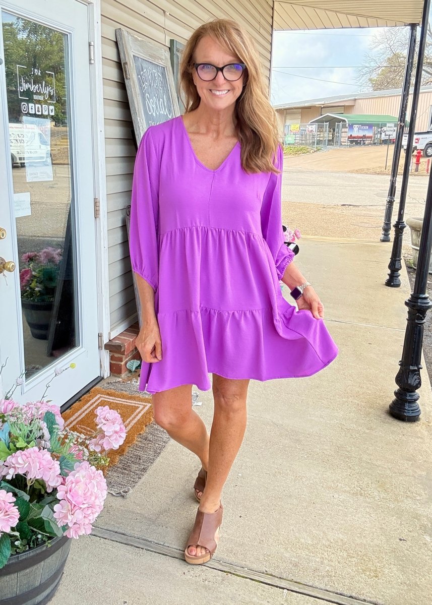 V Neck Tiered Dress - Orchid - Umgee Dress - Jimberly's Boutique - Olive Branch - Mississippi