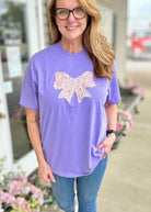 Vintage Bow Applique' T Shirt - Violet | Comfort Colors - casual t shirt - Jimberly's Boutique - Olive Branch - Mississippi