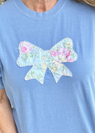 Vintage Bow Applique' T Shirt - Washed Denim | Comfort Colors - casual t shirt - Jimberly's Boutique - Olive Branch - Mississippi