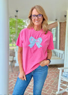 Vintage Bow Applique' T Shirt - Watermelon | Comfort Colors - casual t shirt - Jimberly's Boutique - Olive Branch - Mississippi
