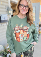 Vintage Patchwork Pumpkin Long Sleeve - Long Sleeve Graphic Tee - Jimberly's Boutique - Olive Branch - Mississippi