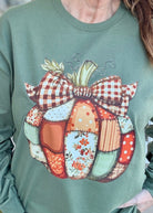 Vintage Patchwork Pumpkin Long Sleeve - Long Sleeve Graphic Tee - Jimberly's Boutique - Olive Branch - Mississippi