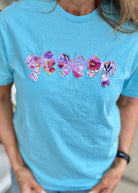 Vintage Triple Bow Applique' T Shirt - Sky Blue | Gildan Softstyle - casual t shirt - Jimberly's Boutique - Olive Branch - Mississippi