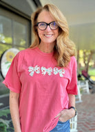 Vintage Triple Bow Applique' T Shirt - Watermelon - casual t shirt - Jimberly's Boutique - Olive Branch - Mississippi