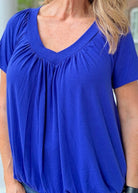 Vivian V Neck Shirring Top - Royal Blue - Casual Top - Jimberly's Boutique - Olive Branch - Mississippi