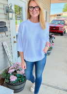 Waffle Knit 3/4 Sleeve Top - White | Zenana - Casual Top -Jimberly's Boutique-Olive Branch-Mississippi
