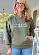 Walking By Faith Embroidered Hoodie - Olive | Dear Scarlett - hoodie - Jimberly's Boutique - Olive Branch - Mississippi