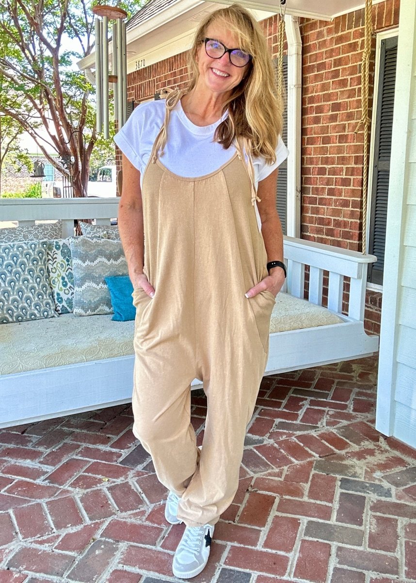 Washed Baggy Jumpsuit Taupe