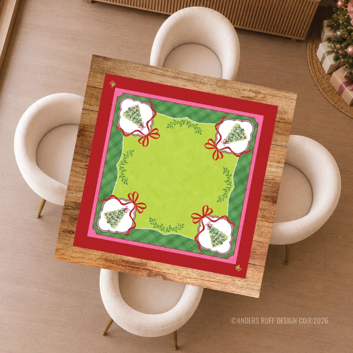 Watercolor Christmas Tree Mahjong Mat | Anders Ruff - Mahjong Mat -Jimberly's Boutique-Olive Branch-Mississippi