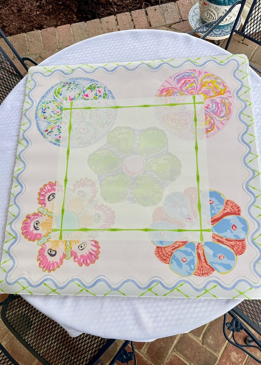 Watercolor Oyster Plates Mahjong Mat - Mahjong Mat - Jimberly's Boutique - Olive Branch - Mississippi