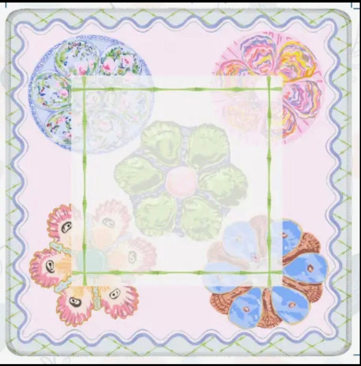 Watercolor Oyster Plates Mahjong Mat - Mahjong Mat - Jimberly's Boutique - Olive Branch - Mississippi
