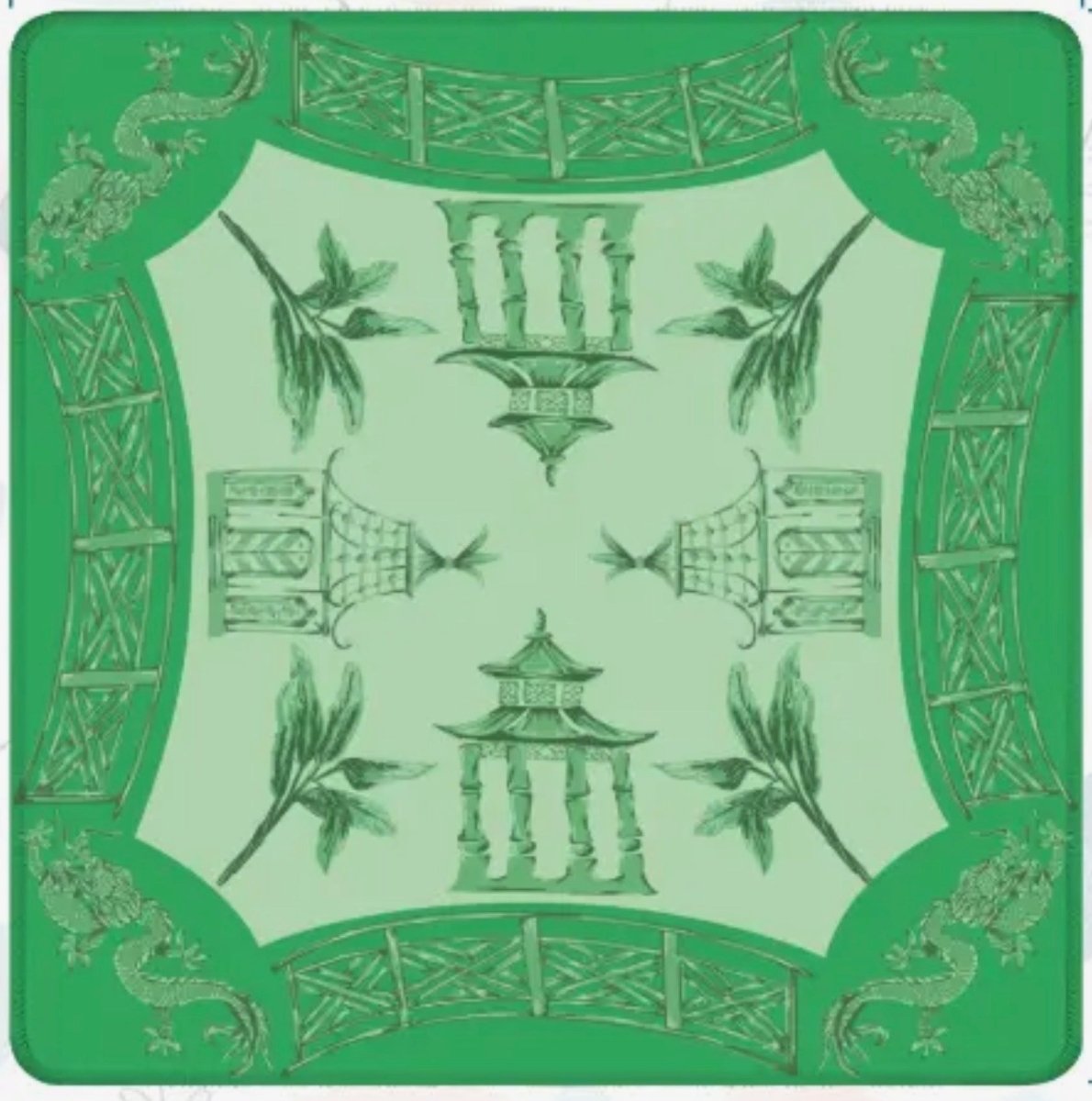 Watercolor Pagoda Mahjong Mat - Green - Mahjong Mat - Jimberly's Boutique - Olive Branch - Mississippi