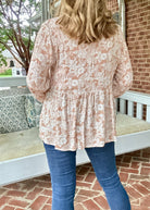Whisked Away Floral V Neck Peplum Top - Peach - Shirts & Tops - Jimberly's Boutique - Olive Branch - Mississippi