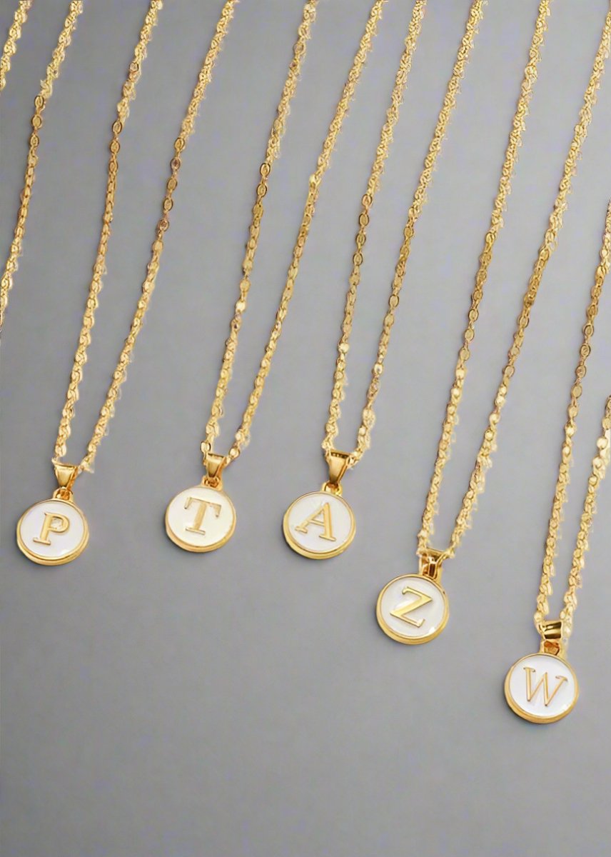 White/Gold Initial Pendant Necklace - Necklace - Jimberly's Boutique - Olive Branch - Mississippi