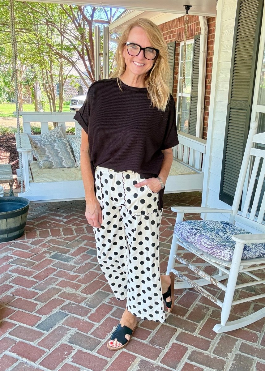 Wide Leg Polka Dot Pants - Black | Jodifl - Pants -Jimberly's Boutique-Olive Branch-Mississippi