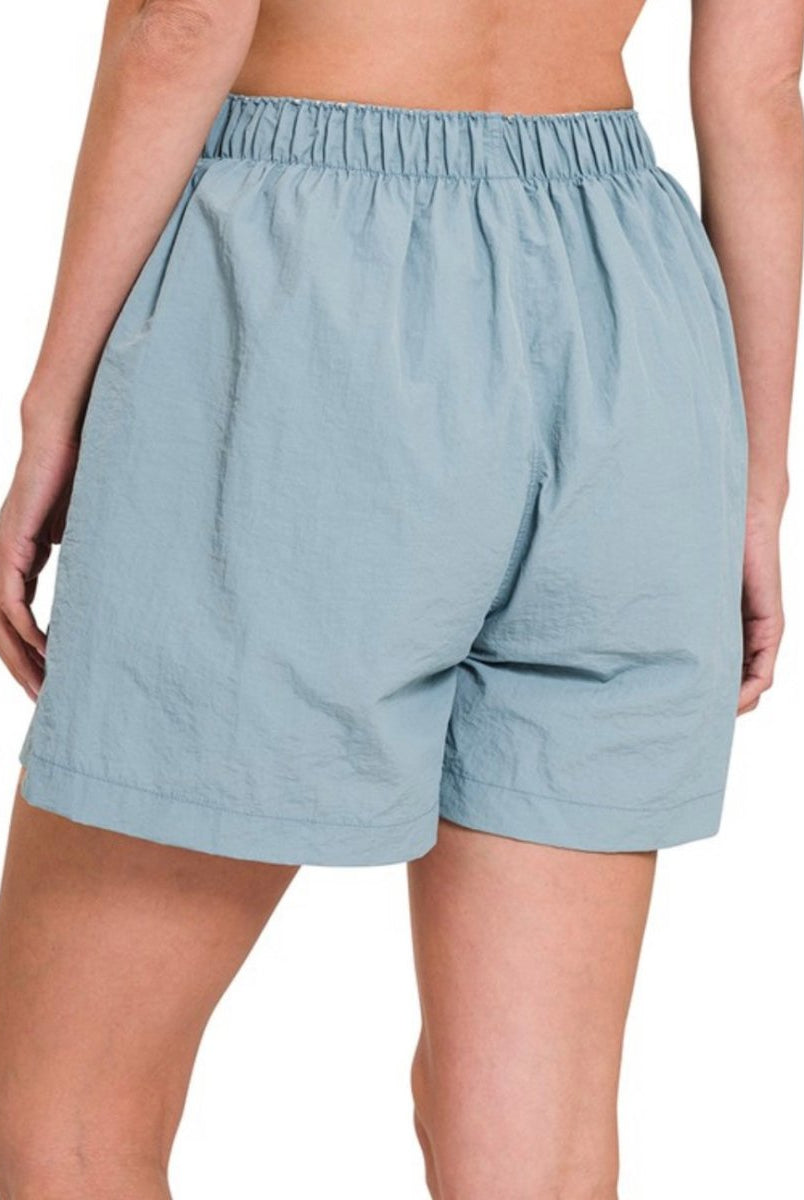 Windbreaker Elastic Waist Front Button Shorts - shorts -Jimberly's Boutique-Olive Branch-Mississippi
