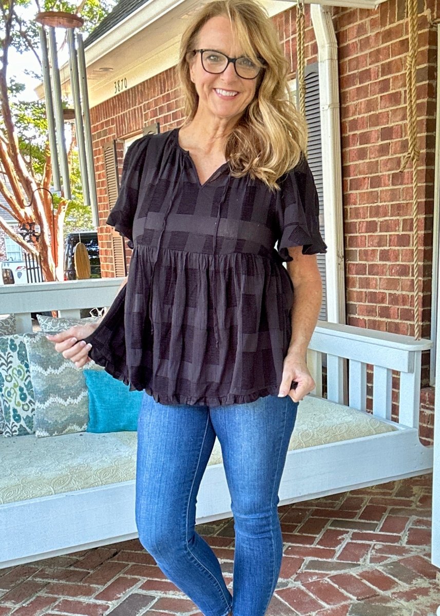 Winnie Jo Babydoll Top - Black | Umgee - Jimberly's Boutique - Olive Branch - Mississippi