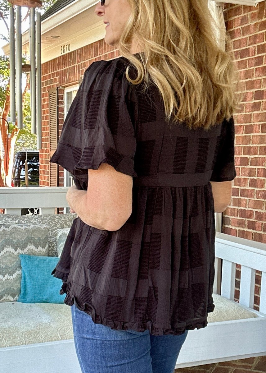 Winnie Jo Babydoll Top - Black | Umgee - Jimberly's Boutique - Olive Branch - Mississippi