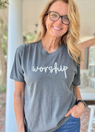 Worship 3D Puff Comfort Colors Tee - Embroidered Comfort Colors - Jimberly's Boutique - Olive Branch - Mississippi