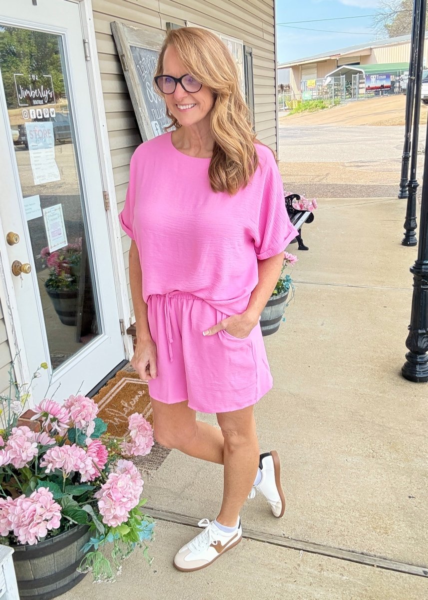 Woven Airflow Shorts Set - Candy Pink - short set - Jimberly's Boutique - Olive Branch - Mississippi