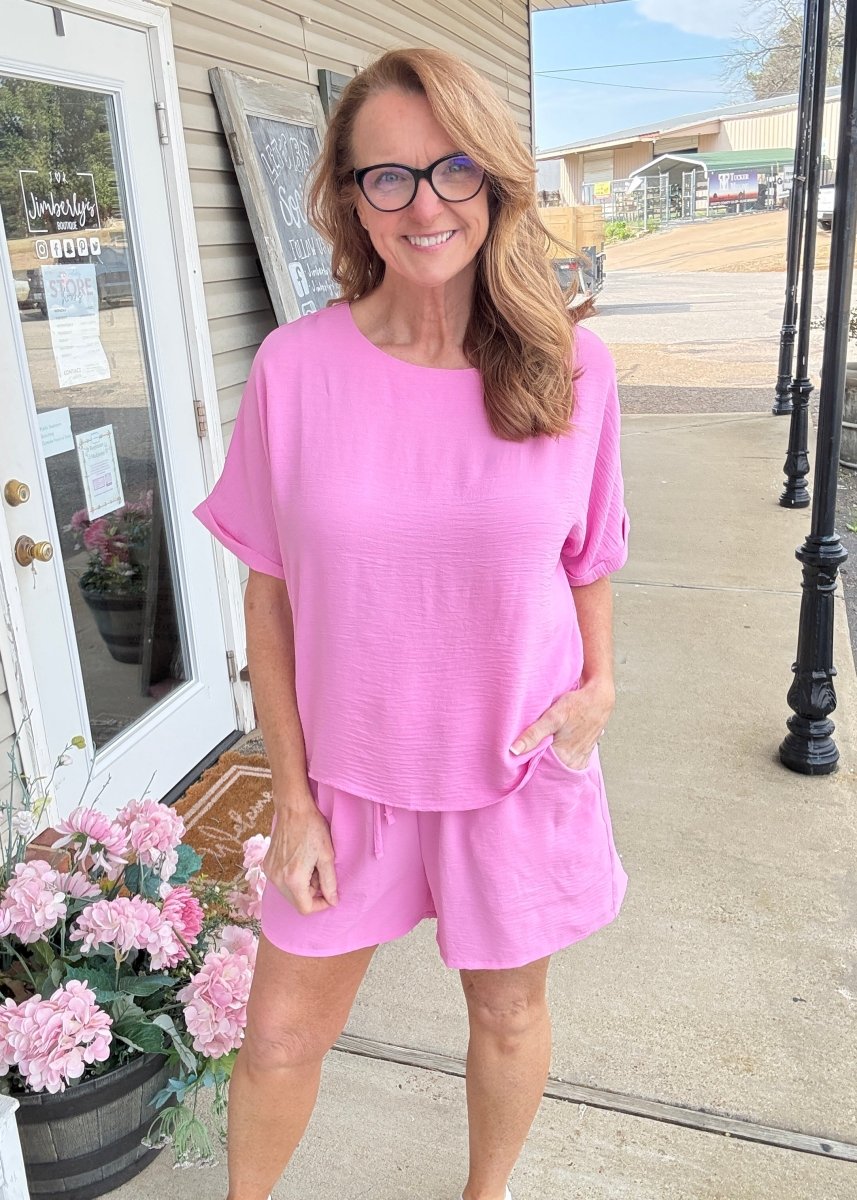 Woven Airflow Shorts Set - Candy Pink - short set - Jimberly's Boutique - Olive Branch - Mississippi
