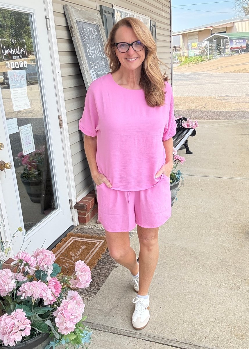 Woven Airflow Shorts Set - Candy Pink - short set - Jimberly's Boutique - Olive Branch - Mississippi