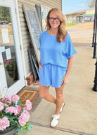 Woven Airflow Shorts Set - Cornflower Blue - short set - Jimberly's Boutique - Olive Branch - Mississippi