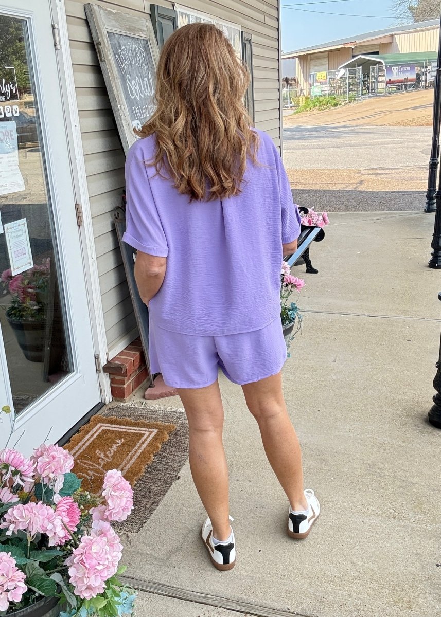 Woven Airflow Shorts Set - Lavender - short set - Jimberly's Boutique - Olive Branch - Mississippi