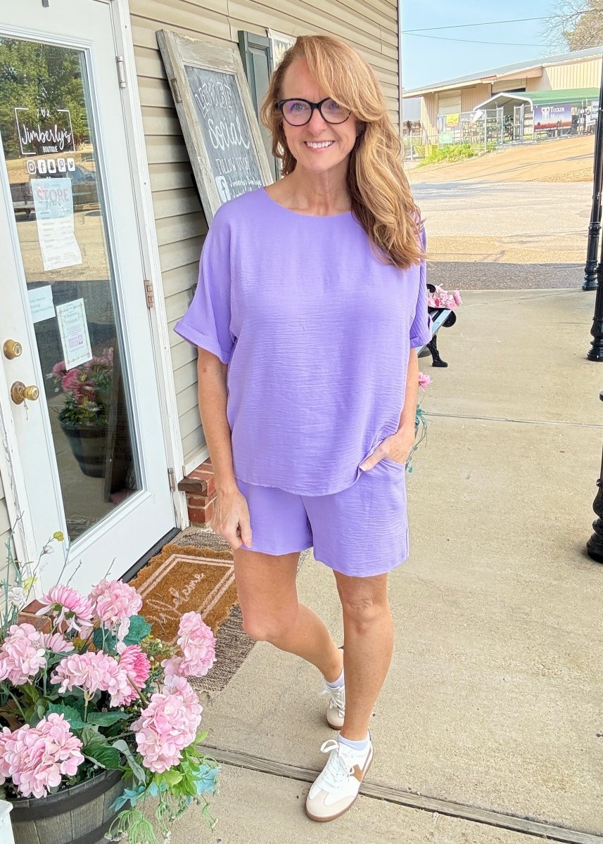 Woven Airflow Shorts Set - Lavender - short set - Jimberly's Boutique - Olive Branch - Mississippi