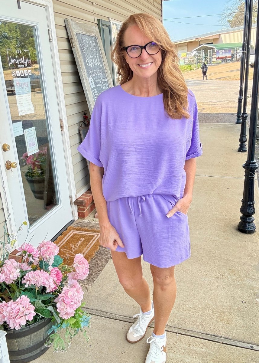 Woven Airflow Shorts Set - Lavender - short set - Jimberly's Boutique - Olive Branch - Mississippi