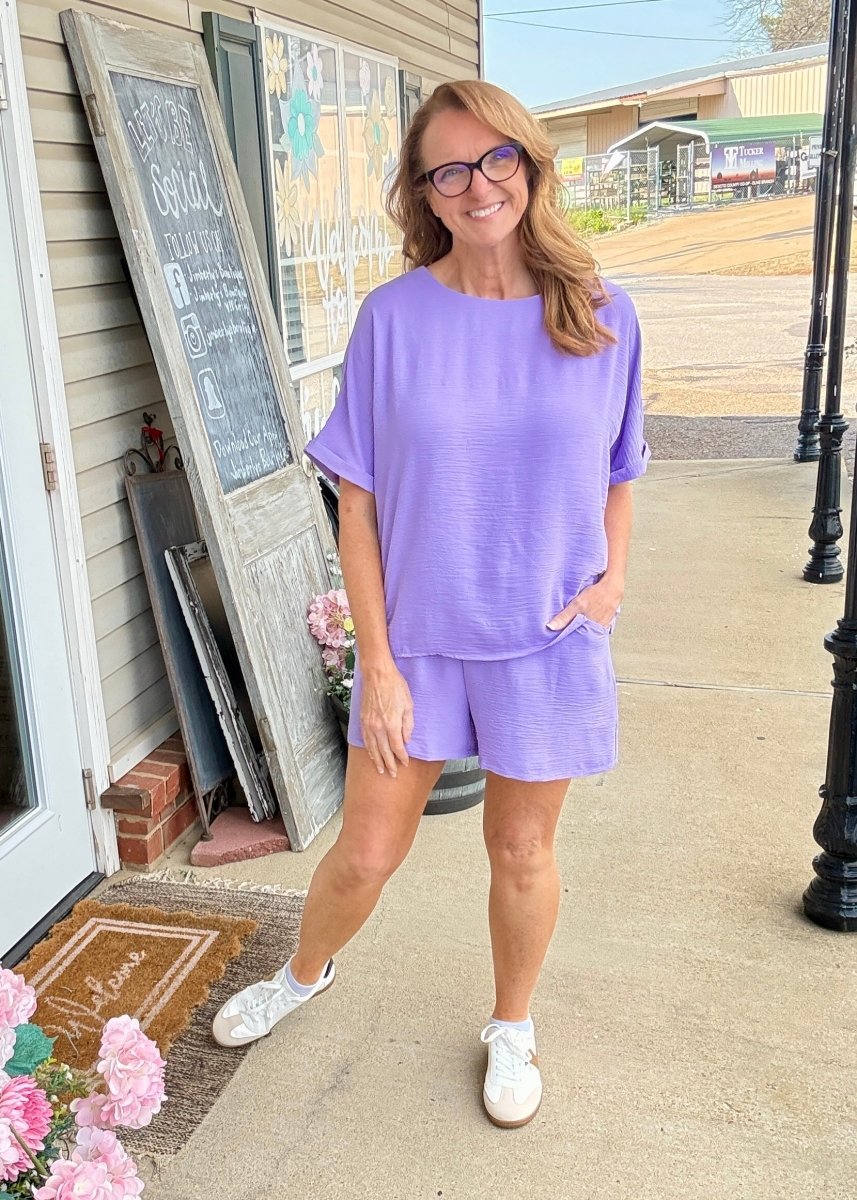 Woven Airflow Shorts Set - Lavender - short set - Jimberly's Boutique - Olive Branch - Mississippi