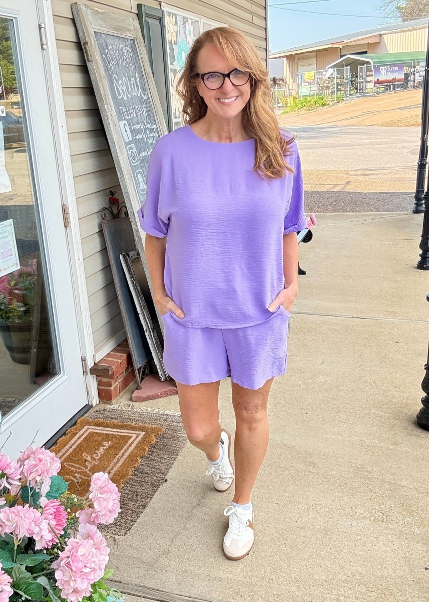 Woven Airflow Shorts Set - Lavender - short set - Jimberly's Boutique - Olive Branch - Mississippi