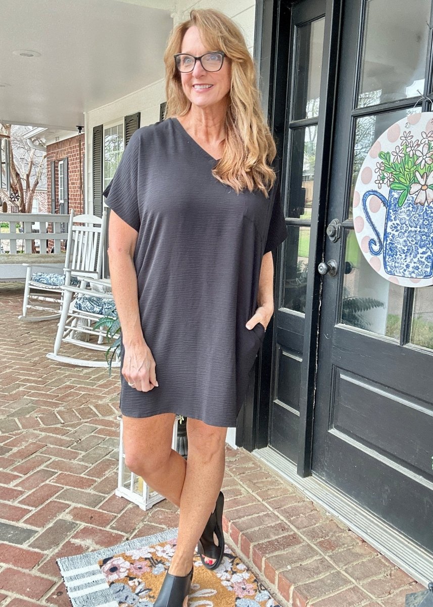 Woven Airflow T Shirt Dress - Black - Casual Dress - Jimberly's Boutique - Olive Branch - Mississippi