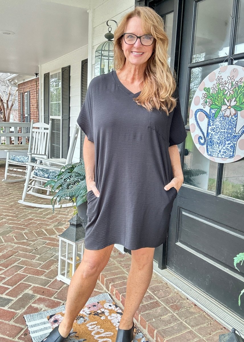 Woven Airflow T Shirt Dress - Black - Casual Dress - Jimberly's Boutique - Olive Branch - Mississippi