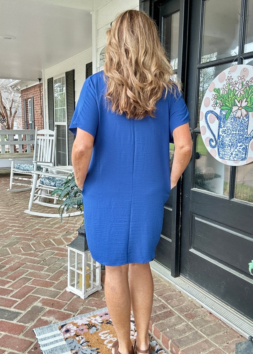 Woven Airflow T Shirt Dress - Lt Navy - Casual Dress - Jimberly's Boutique - Olive Branch - Mississippi