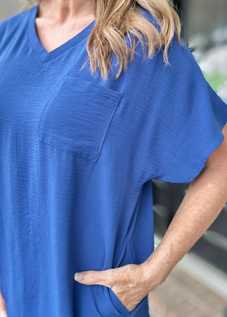 Woven Airflow T Shirt Dress - Lt Navy - Casual Dress - Jimberly's Boutique - Olive Branch - Mississippi