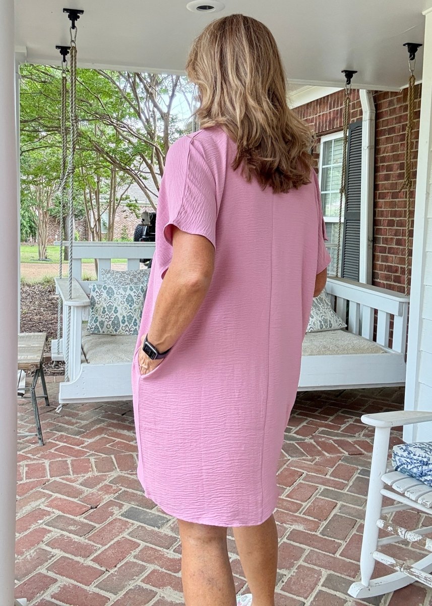 Woven Airflow T Shirt Dress - Lt Rose - Casual Dress - Jimberly's Boutique - Olive Branch - Mississippi
