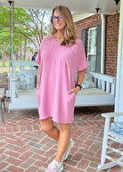 Woven Airflow T Shirt Dress - Lt Rose - Casual Dress - Jimberly's Boutique - Olive Branch - Mississippi